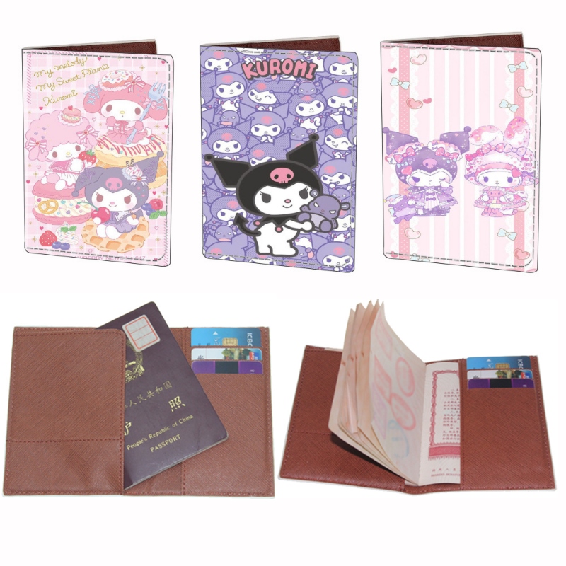 Sanrio Passport Case Kuromi Hello Kitty Cinnamoroll Print Leather