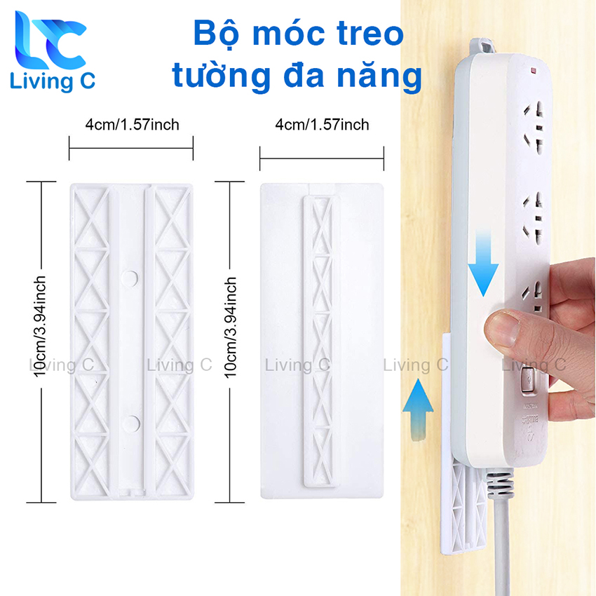 Miếng dán tường treo ổ cắm điện cục phát wifi Living C T24 , bộ dụng cụ dán tường đa năng