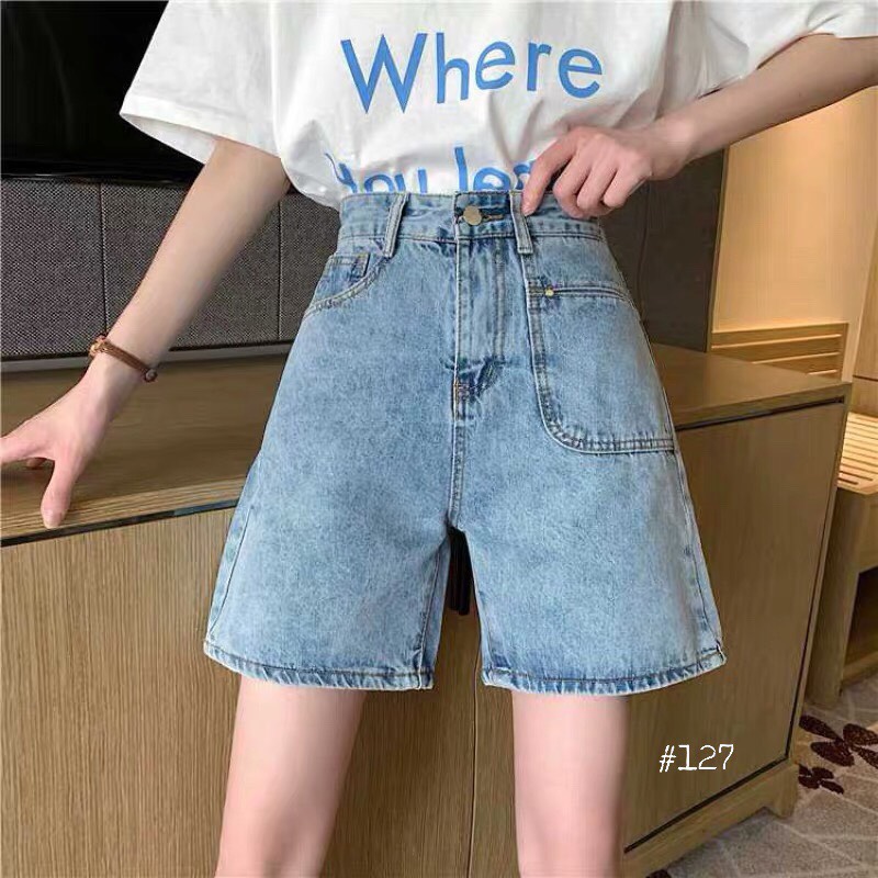 QUẦN SHORT JEAN NỮ TÚI VUÔNG TRƯỚC CÁ TÍNH,LƯNG CAO XINH XẮN-JT39