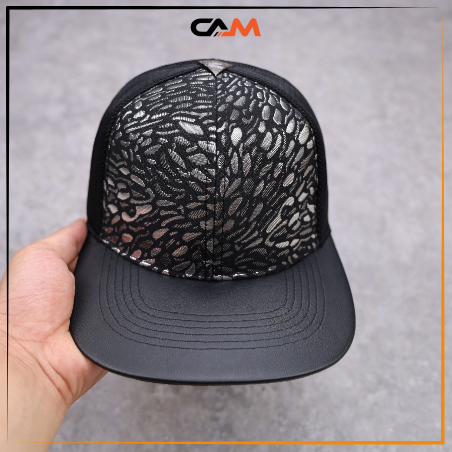 [CHÍNH HÃNG] Mũ NÓN CAM Snapback Vải Dệt Sợi Ánh Kim Bạc 3D Độc Đáo