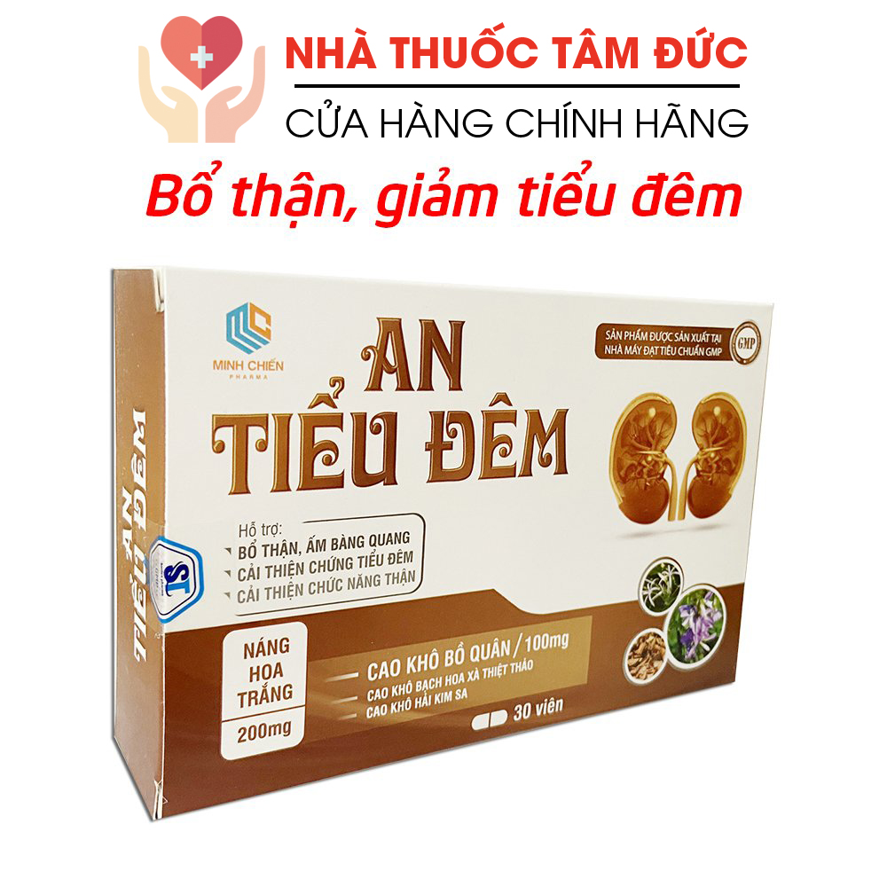 An Tiểu Đêm thảo dược náng hoa trắng giúp bổ thận giảm tiểu đêm tiểu đục tiểu nhiều lần do thận yếu - Hộp 30 viên