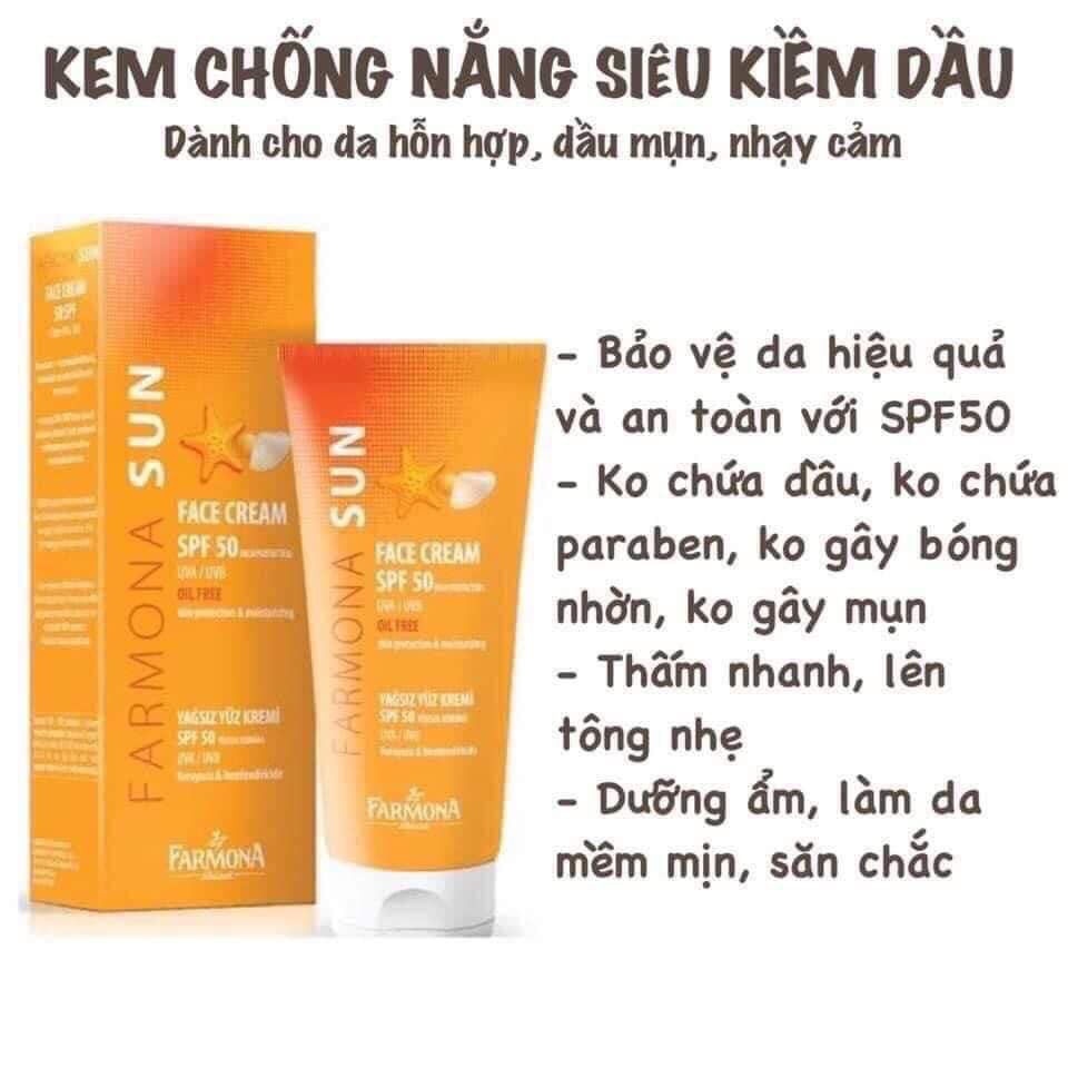 Chống Nắng Farmona Sun Face Cream Oil Free SPF50 50ml