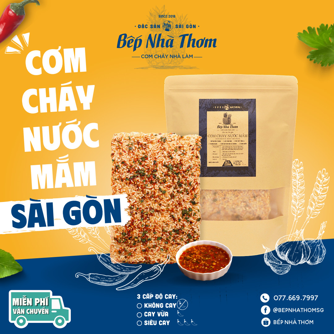 Cơm cháy nước mắm truyền thống - 250g - bếp nhà thơm