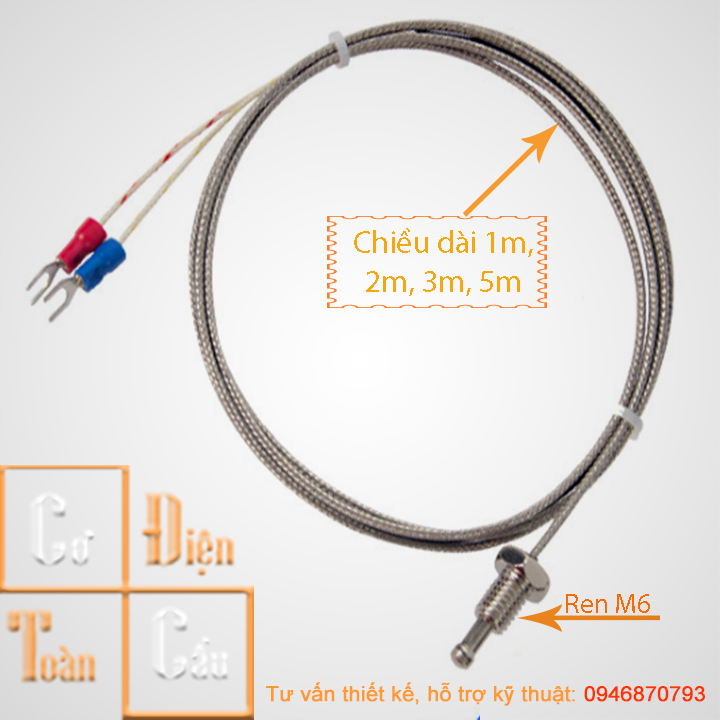 Can nhiệt K,dây can nhiệt, Cam biến nhiệt độ dây dài 1m 2m 3m 5m wrnt-01, wrnt-02, WRN 187