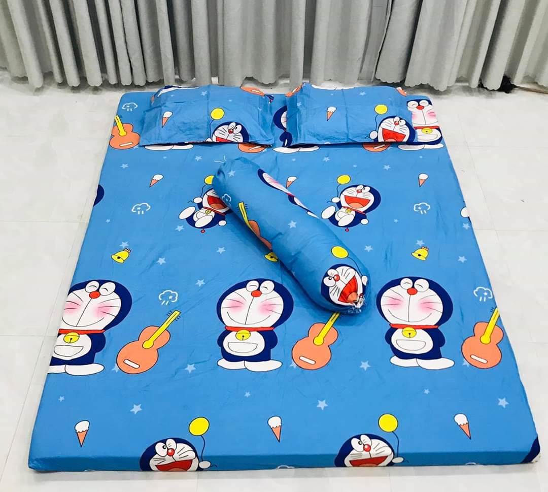 Vỏ gối ôm Cotton Poly,bao gối ôm 35x100cm mẫu doremon đàn