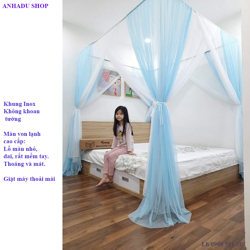 Màn khung không khoan tường 4 cửa - loại đẹp