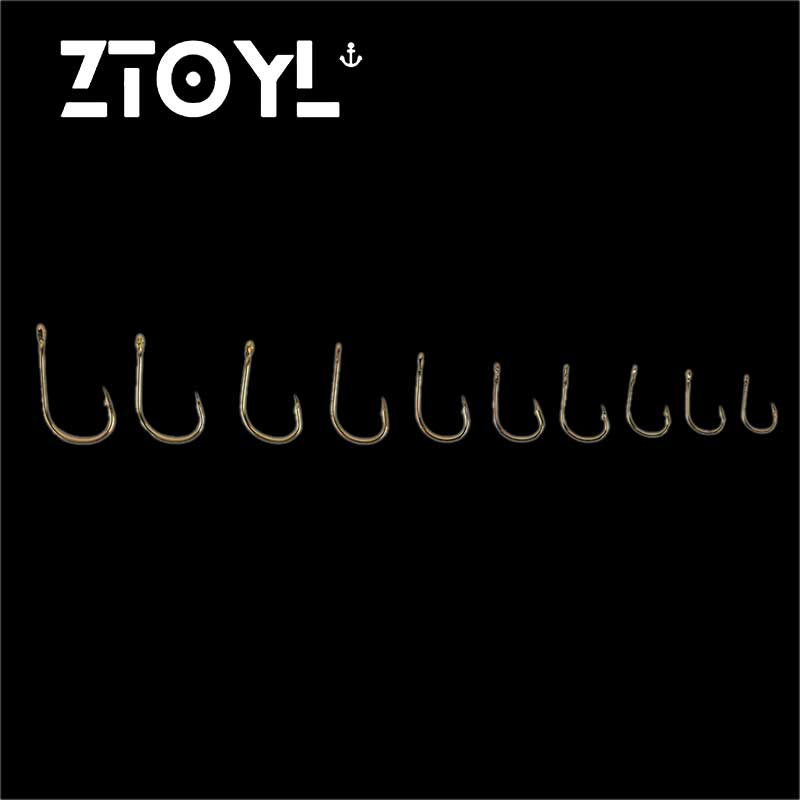 Ztoyl cái/bộ 500 lưỡi câu cá #3 ~ #12 lưỡi câu vàng thép cacbon với hộp bán lẻ