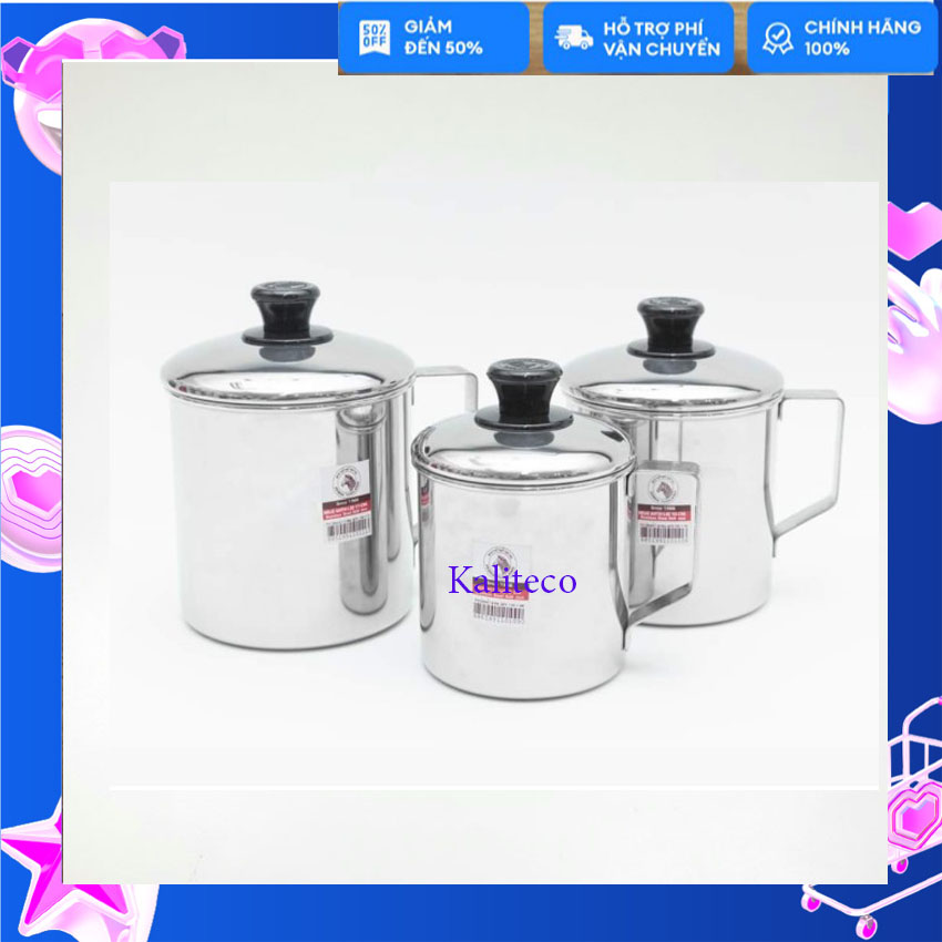 Ca đựng nước inox zebra thái lan có nắp đậy tay cầm 8cm 9cm 10cm 11cm 12cm 14cm