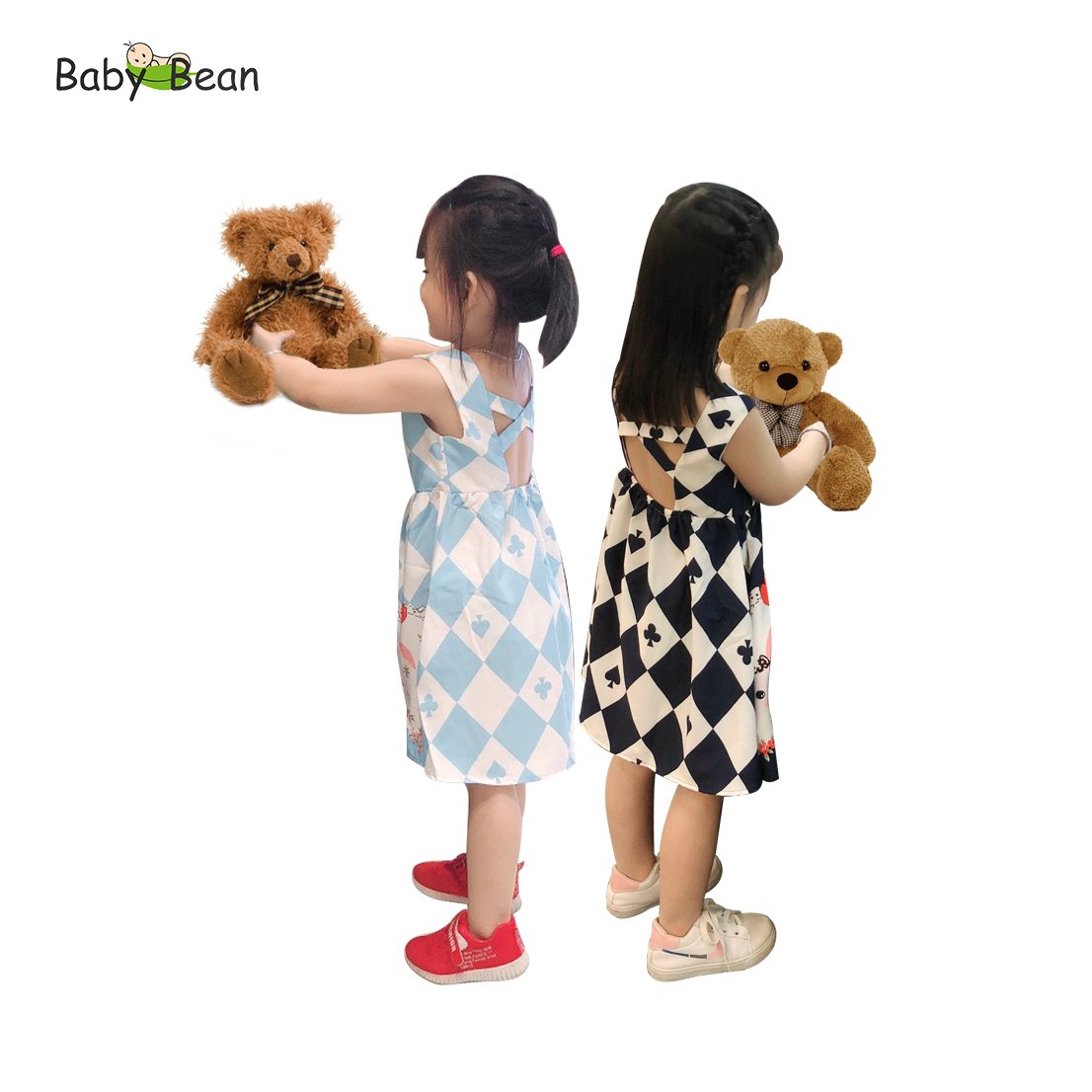 Váy đầm lụa 2 dây chéo lưng bé gái babybean