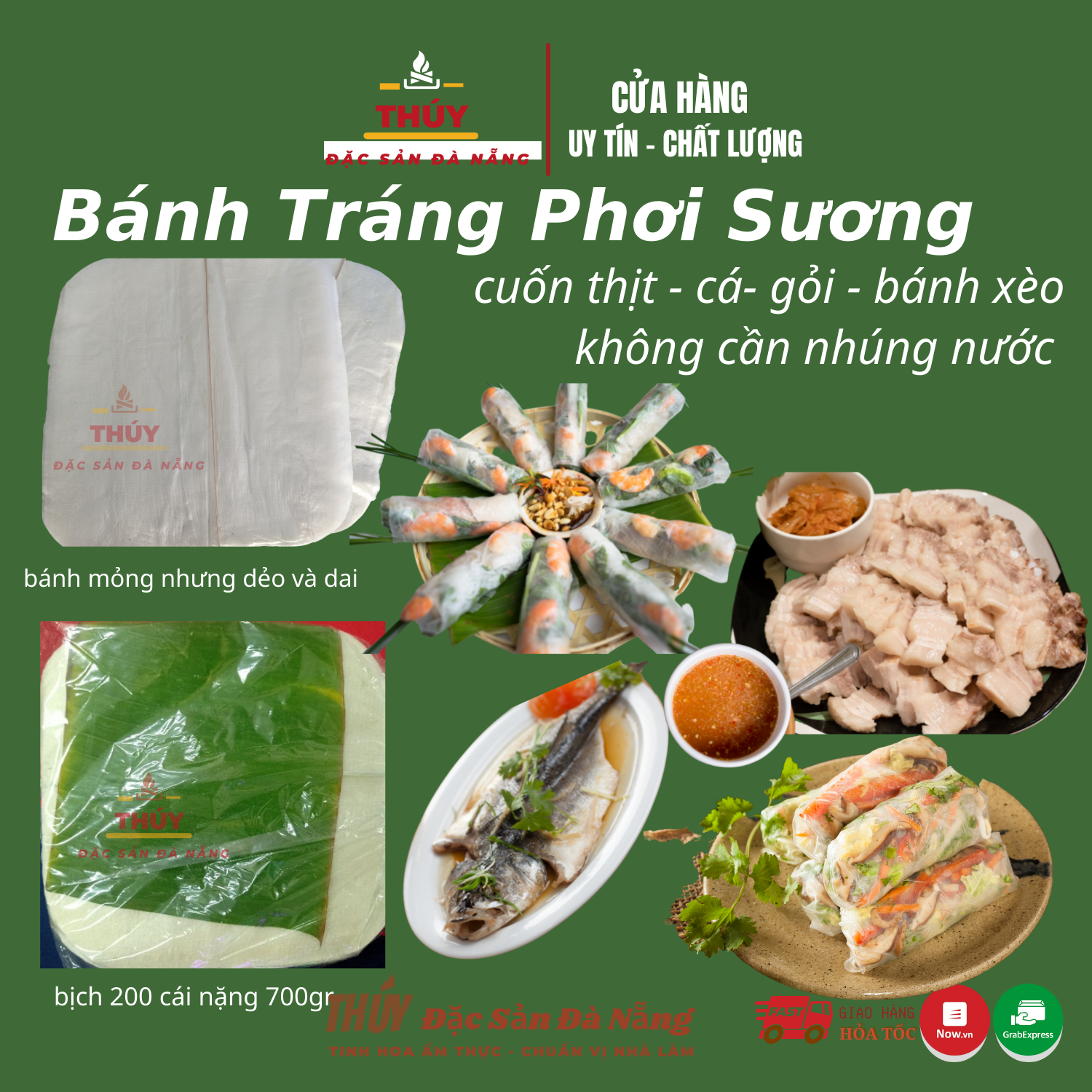Xấp 200 Lá Bánh Tráng Phơi Sương Cuốn Thịt Heo, thịt rau củ, gỏi bánh mỏng dai mềm - Đặc Sản Đà Nẵng