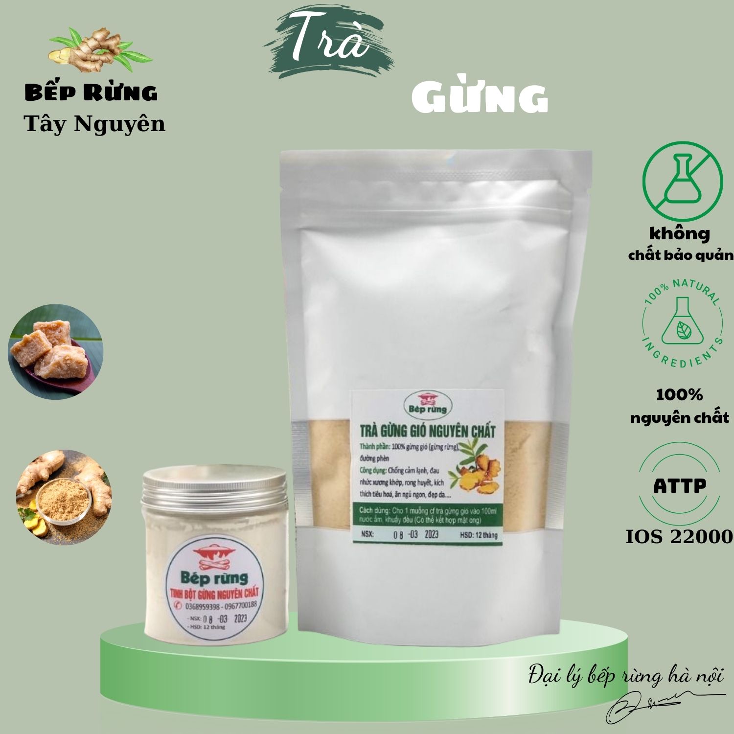 Combo 500gram trà gừng gió 100gram tinh bột gừng gió thiên nhiên tiệm trà thiên nhiên