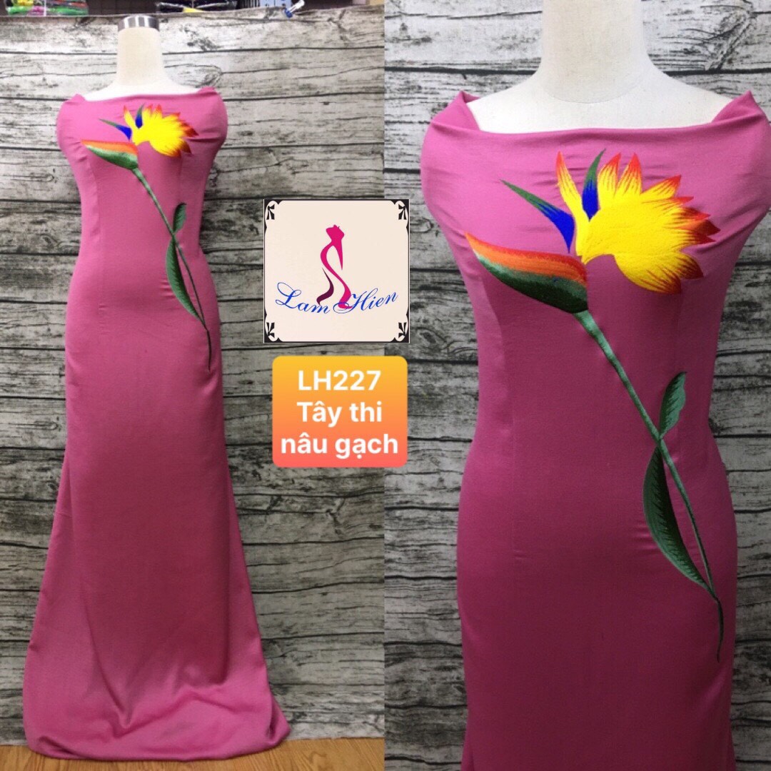 Vải áo dài lụa tây thi bông thêu LH227
