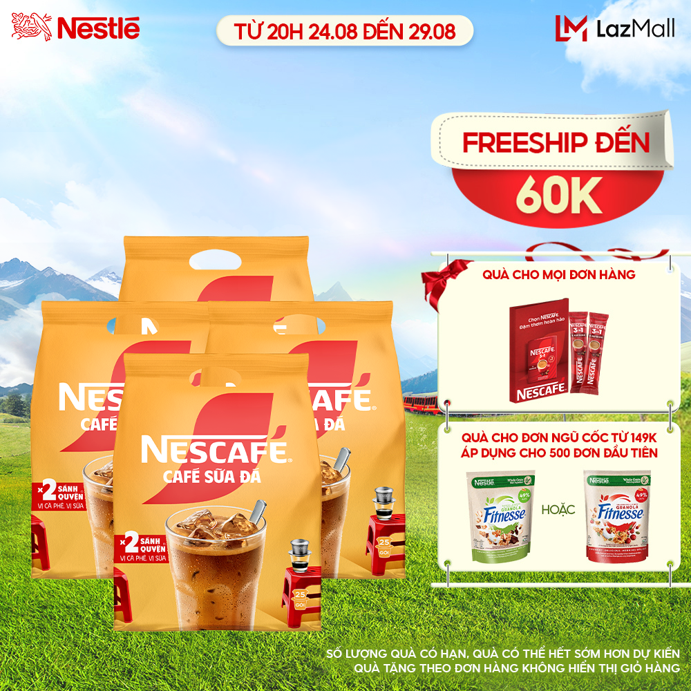 Combo 4 bịch cà phê sữa nescafé cà phê sữa đá