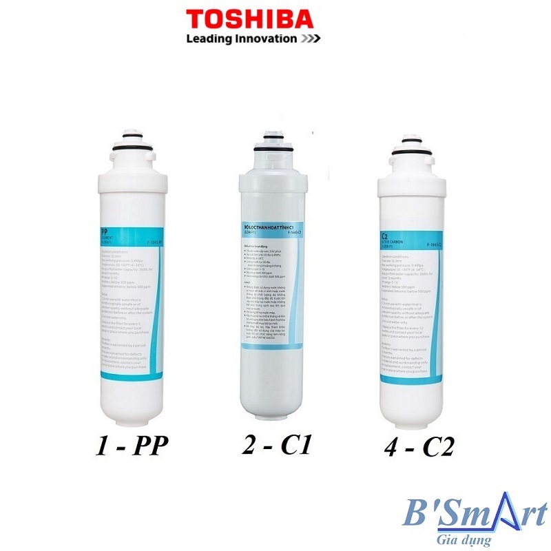 Bộ 3 lõi lọc PP C1 C2 máy lọc nước nóng lạnh RO Toshiba TWP-W1643SV(W) và RO AQUA AWP-M34RO