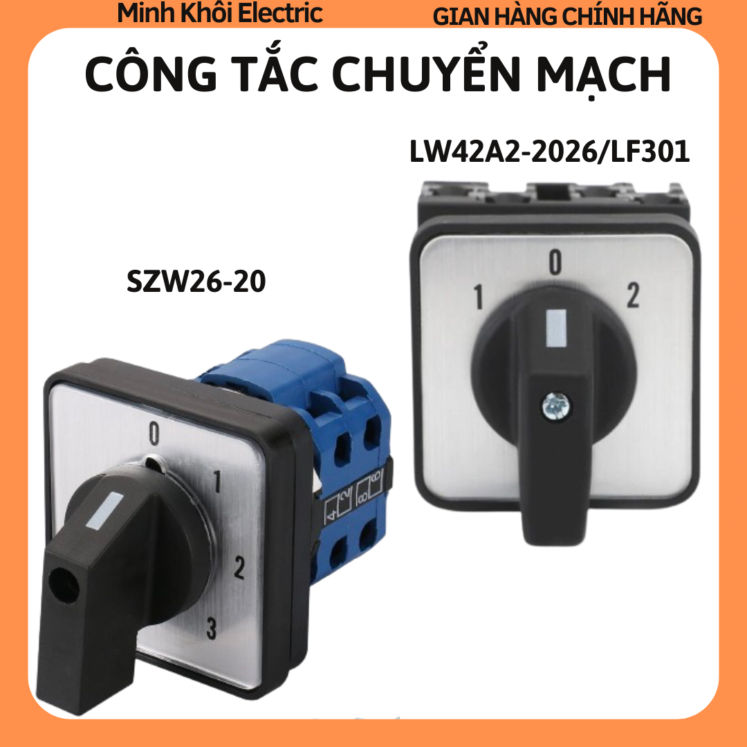 Công tắc chuyển mạch 4 vị trí,chuyển mạch volt,chuyển mạch on off,chuyển mạch ampe,công tắc xoay,chuyển mạch vôn,xoay SZW26-20, LW42A2-2023