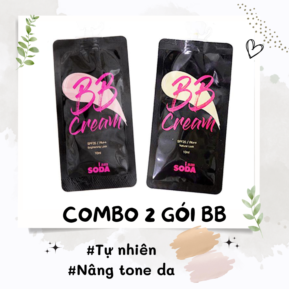 Combo 2 gói kem nền trang điểm hàn quốc mịn lì tự nhiên không lem bb cream i am soda spf35 pa ++ 10ml #tự nhiên và # nâng tone da