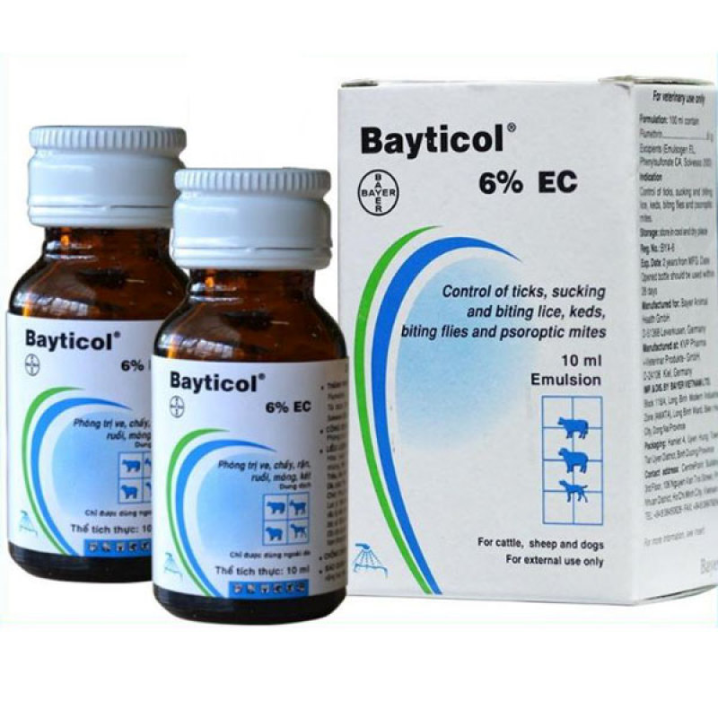 BAYTICOL- Dung dịch pha tắm hoặc phun môi trường diệt ghẻ, ve rận trên chó mèo-10ml