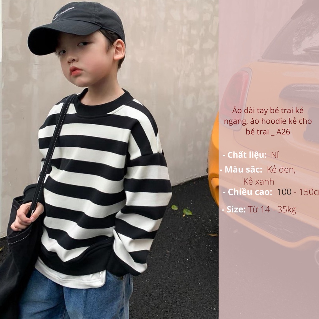 Áo dài tay bé trai size đại, áo hoodie kẻ cho bé trai_a26