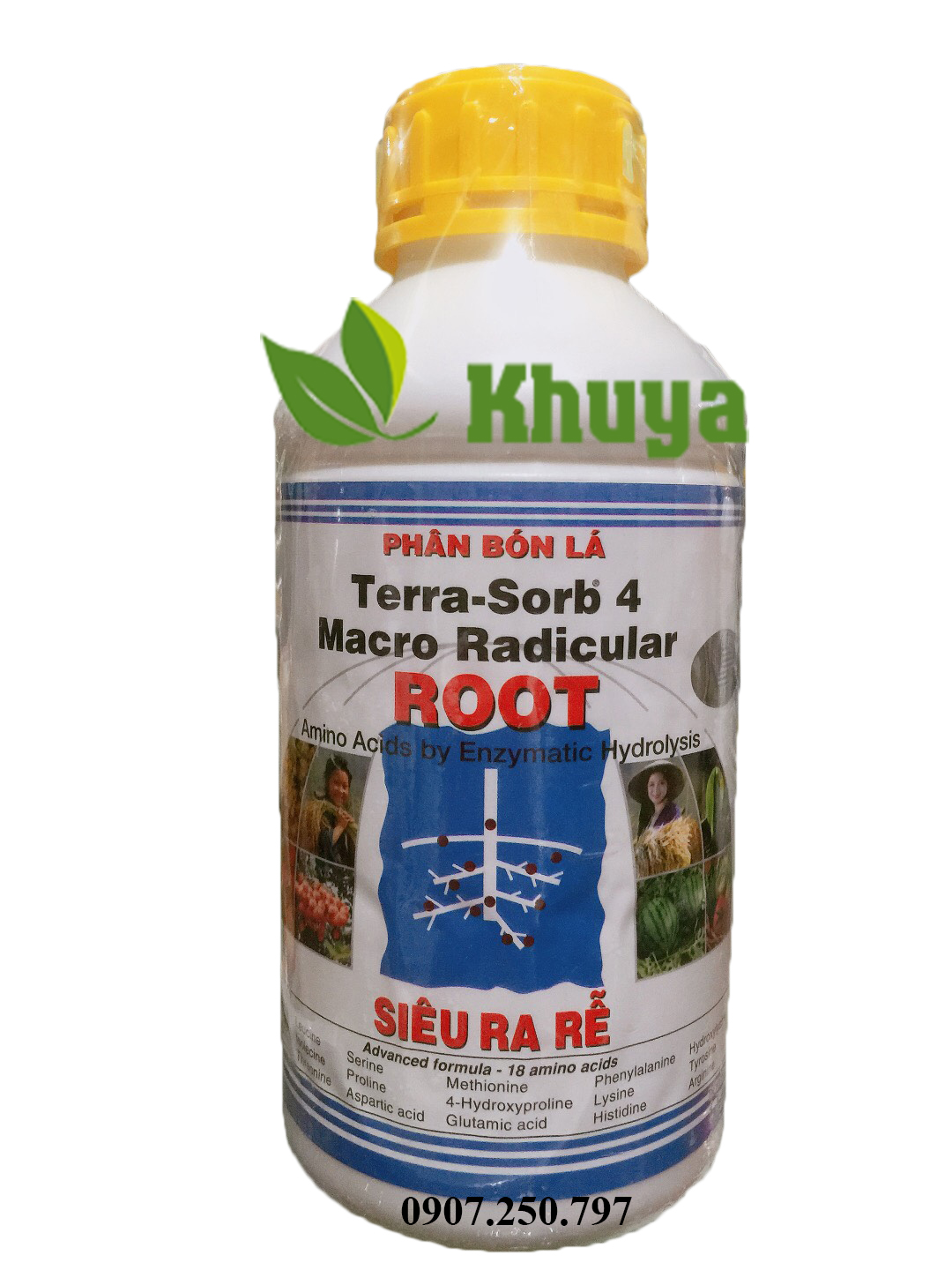 Phân bón lá NPK sinh học Growmore Terra Sorb 4 ROOT Siêu ra rễ chai 1 lít