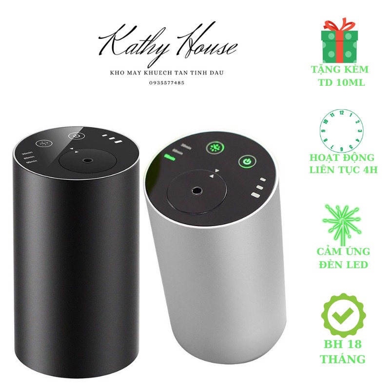 Máy khuếch tán tinh dầu ô tô phun trực tiếp tặng tinh dầu sả chanh 10ml pin 2000mahn