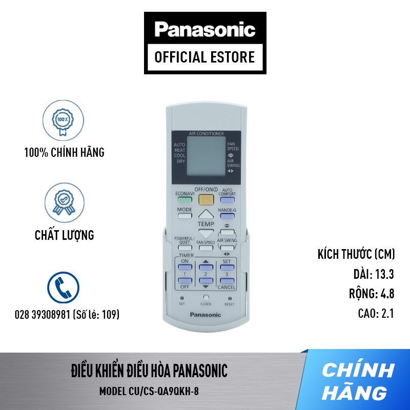 Điều khiển điều hòa panasonic model cs-qa9/12/18/24qkh-8 cs-a9/12/18/24pkh-8 - remote điều hòa panasonic