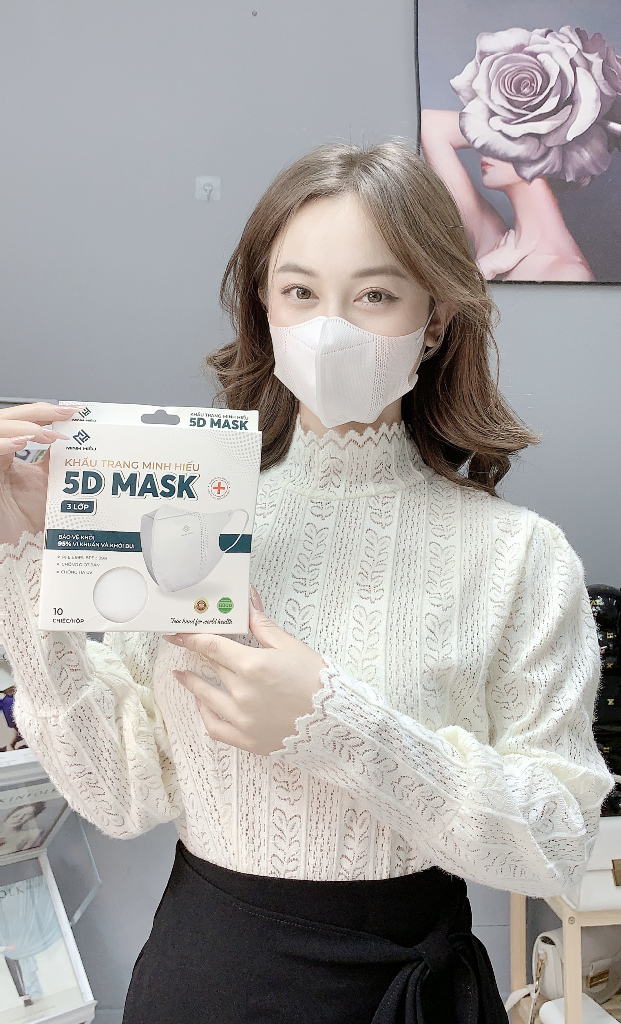 [Combo 100 cái] khẩu trang 5D Mask Minh hiếu chống bụi mịn và kháng khuẩn 99+