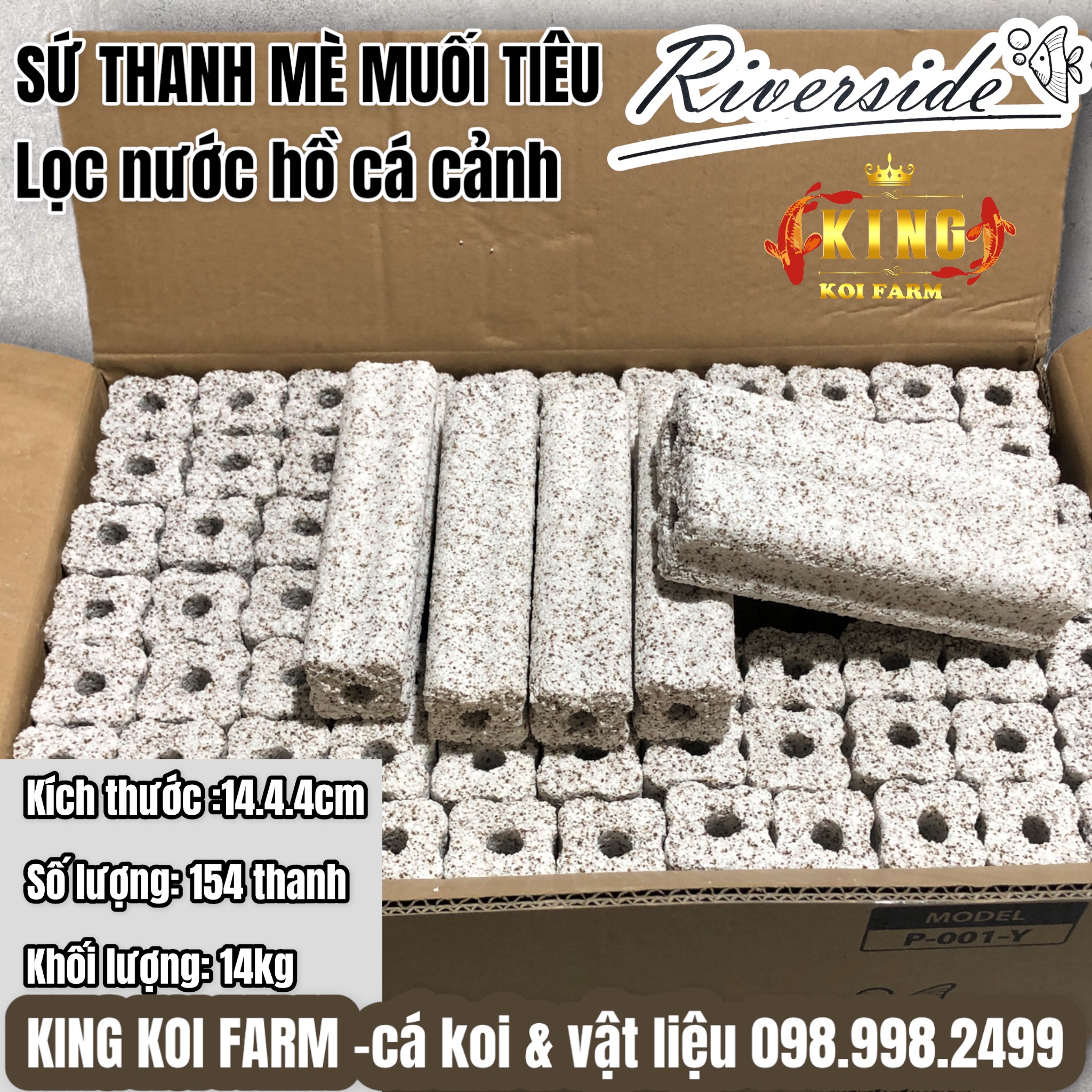 Sứ thanh mè RIVERSIDE vật liệu lọc hồ cá cao cấp kích thước Tạo vi sinh phân hủy hữu cơ hỗ trợ lọc hiệu quả cho hồ cá