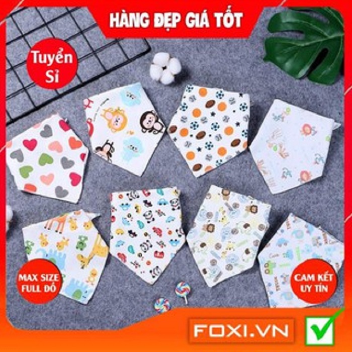 Yếm Tam Giác-Khăn Chéo Cho Bé Yêu Foxi Có Cúc Bấm-Giữ Ấm-Tránh Dây Bẩn Khi Ăn-Chất Đẹp 100%Cotton-Nhiều hình nhiều mẫu đáng iu