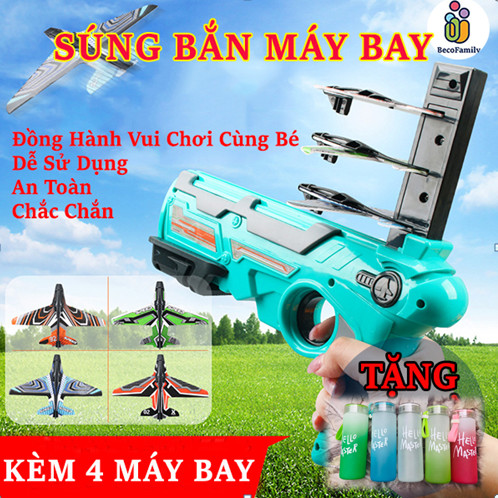[TẶNG BÌNH NƯỚC] sung  phóng máy bay cho trẻ em, đồ chơi máy bắn máy bay lượn mô hình trẻ em (GIAO MÀU NGẪU NHIÊN)