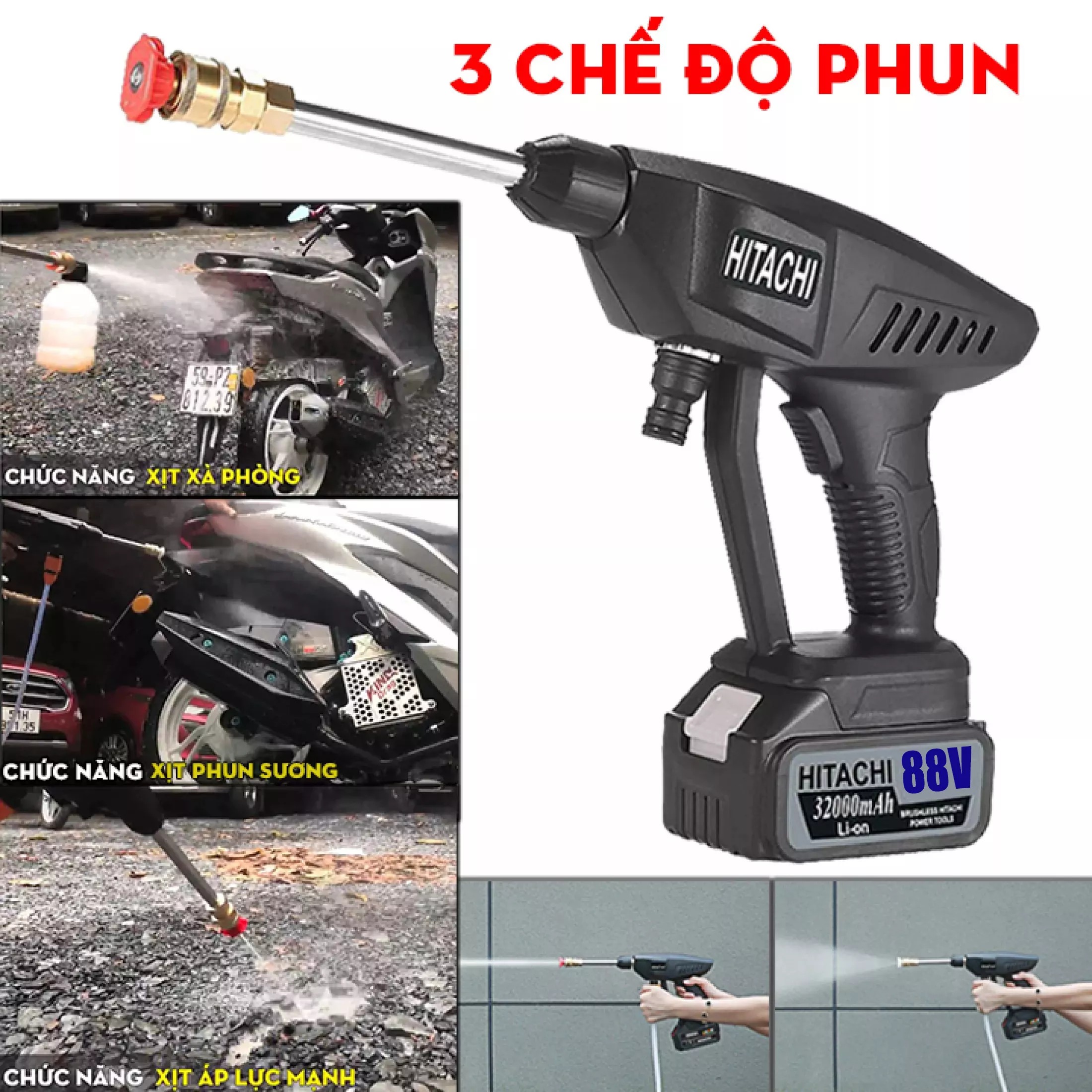 [HCM]Máy rửa xe mini cầm tay công suất lớn, Máy Rửa Xe Cầm Tay Dùng Pin Máy Rửa Xe Cầm Tay - Rửa XE 