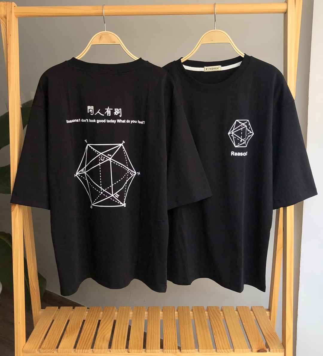 [HCM]ÁO THUN NAM NỮ REASONSS HÌNH HỌC IN 3D PHẢN QUANG HOT TREND PINK SHOP