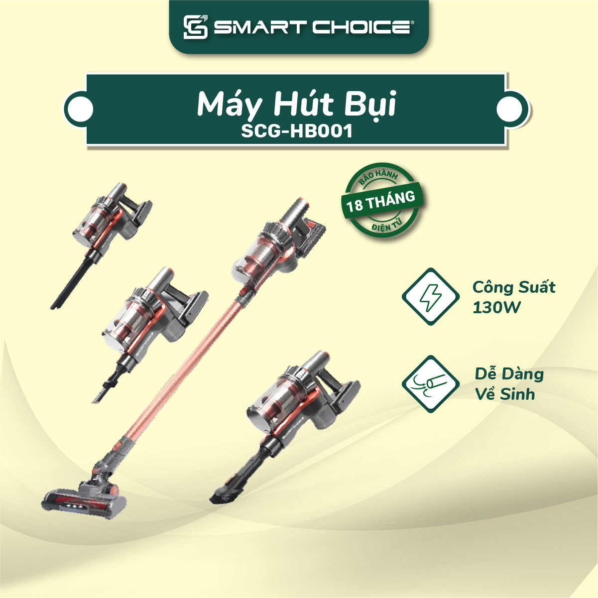 Máy hút bụi không dây smartchoice scg-hb001, máy hút bụi cầm tay bh 18 tháng.