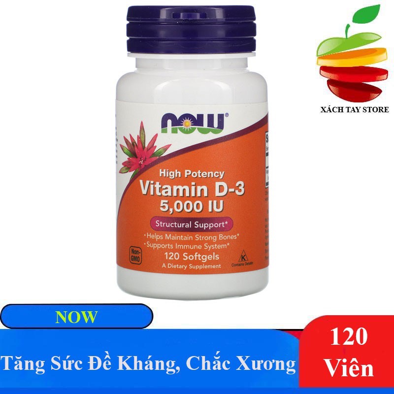 Viên uống tăng sức đề kháng săn chắc xương now vitamin d3 5000iu - 240 viên