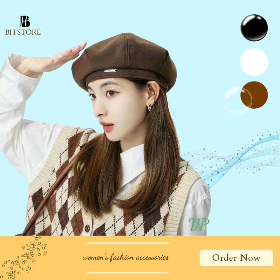 Mũ nồi thời trang nón beret nữ thu đông phong cách retro hàn quốc