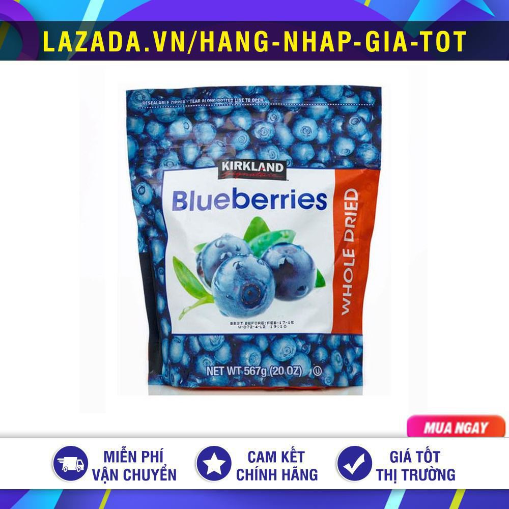 Việt quất sấy khô blueberries kirkland signature 567g mỹ