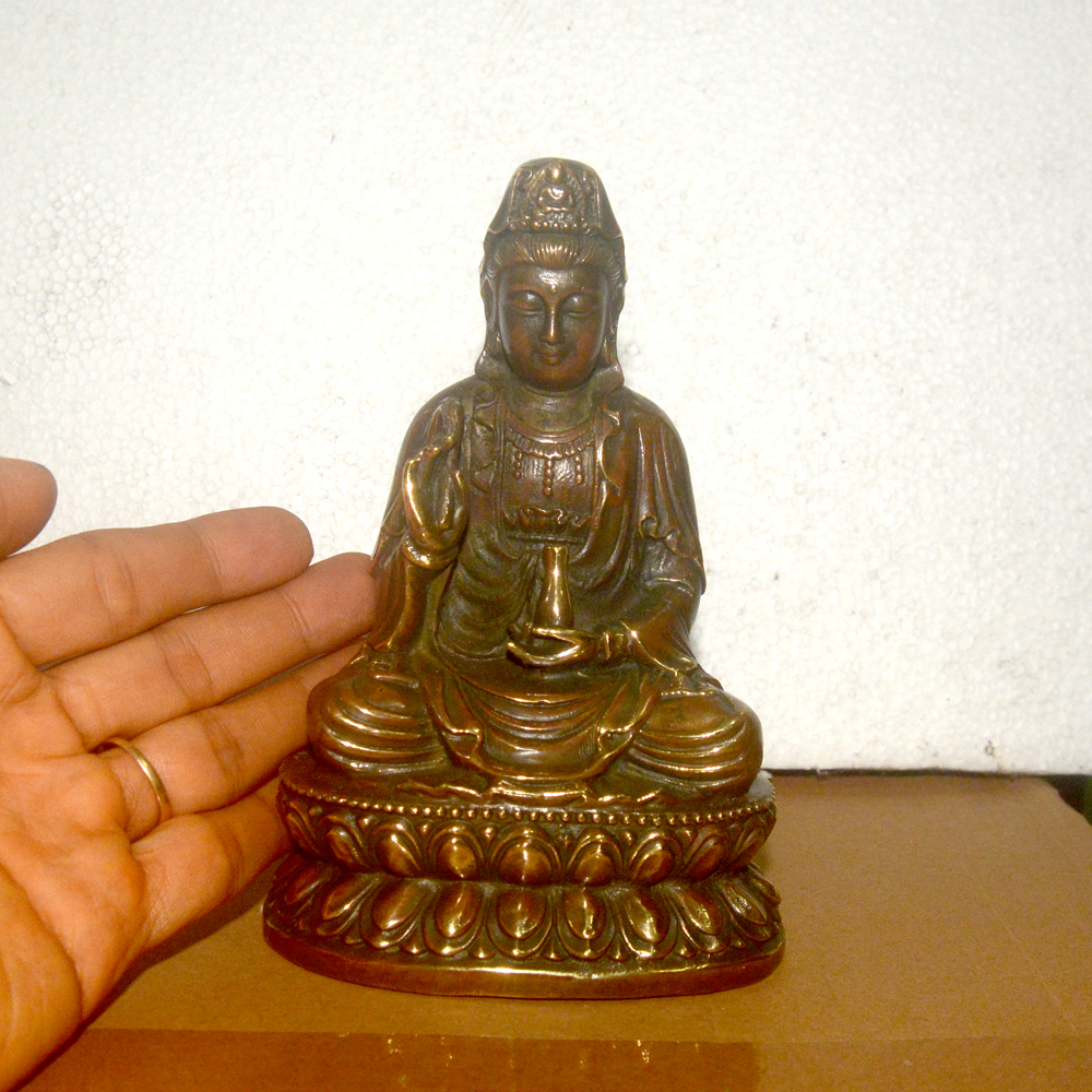 Tượng Đức Phật Dược Sư-Quan Âm bồ tát-Thần Tiền bằng đồng