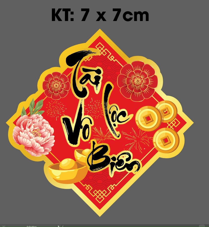 100 tem dán tết, nhãn dán tài lộc vô biên - 7 cm