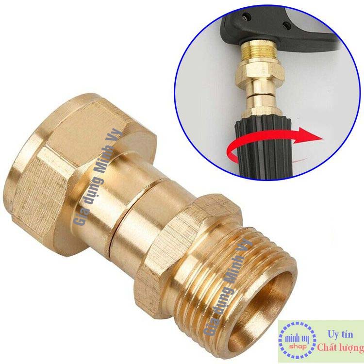 Khớp xoay chống xoắn dây phun xịt của máy rửa xe cao áp - ren trong 22ngoài 22