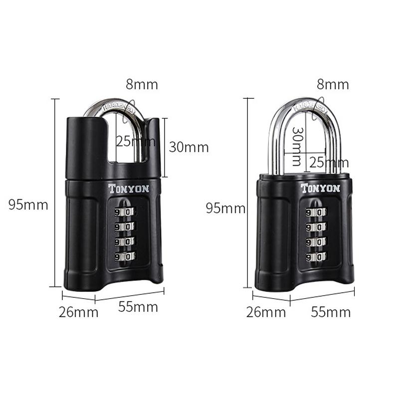 Khóa 4 số loại có tai chống cắt ,móc khóa thép cứng 8mm hardened, khóa cổng, khóa cửa cố định