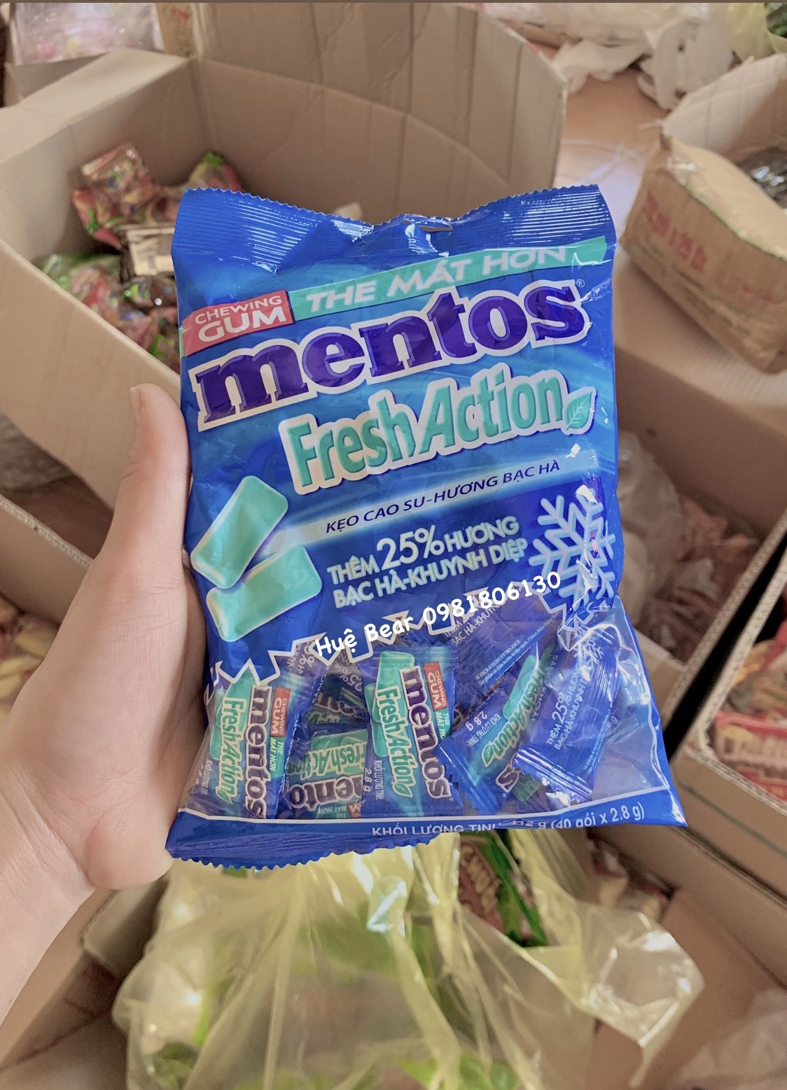 Kẹo singum bạc hà mentos gói 112g