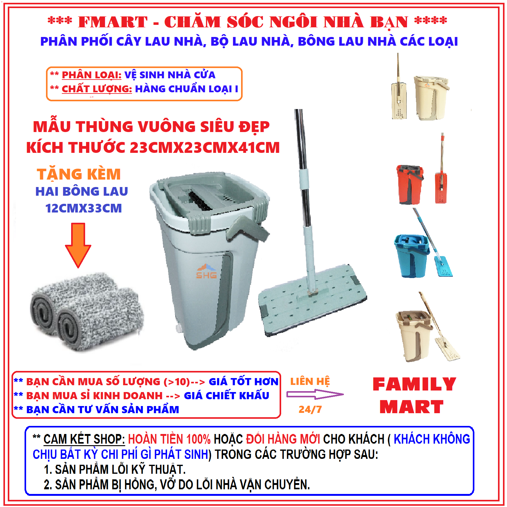 Cây lau nhà tự vắt thông minh, lau 360 độ, sàn nhà sạch khô nhanh, hàng cao cấp - Giá sỉ