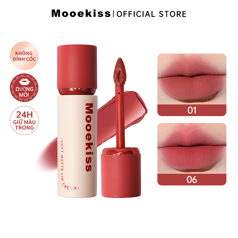 Son Mooekiss Không dính cốc Kỹ thuật khóa màu Son lì Son môi 6 Màu Có Sẵn 3g