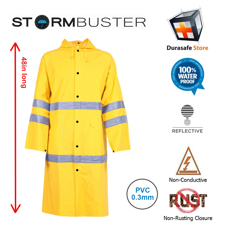 Áo mưa phản quang stormbuster raincoat thiết kế thông minh màu vàng/ dãy phản quang bạc size l