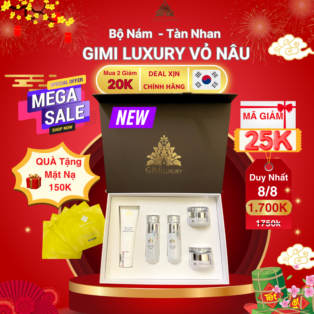 (Mới 2024) Bộ Mỹ Phẩm Kem Nám, Tàn Nhan GiMi Luxury Chính Hãng Hàn Quốc Vỏ Nâu  dạng tuýt,  dành cho