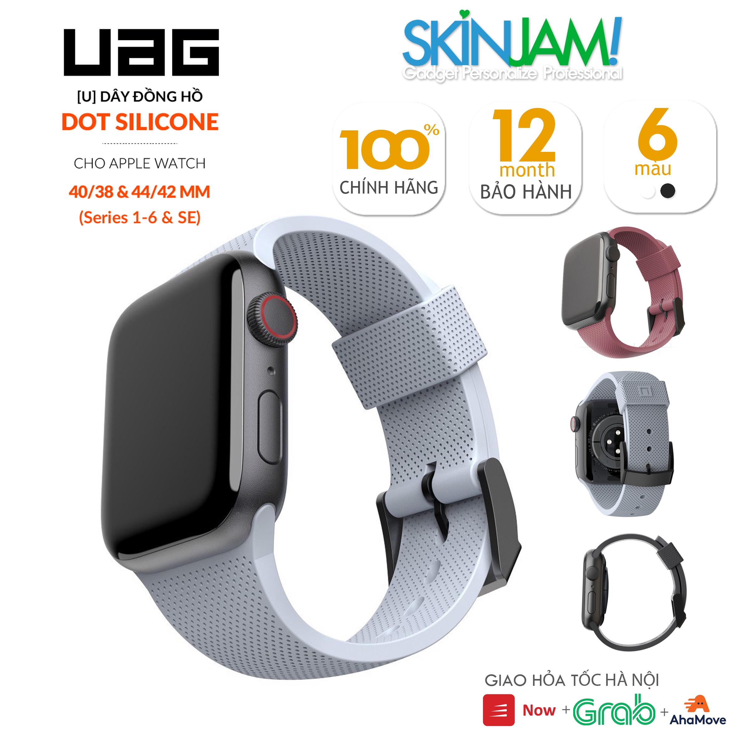 Dây đeo chính hãng uag đồng hồ 38/40/41 mm - 42/44/45mm dot silicone strap skinjam