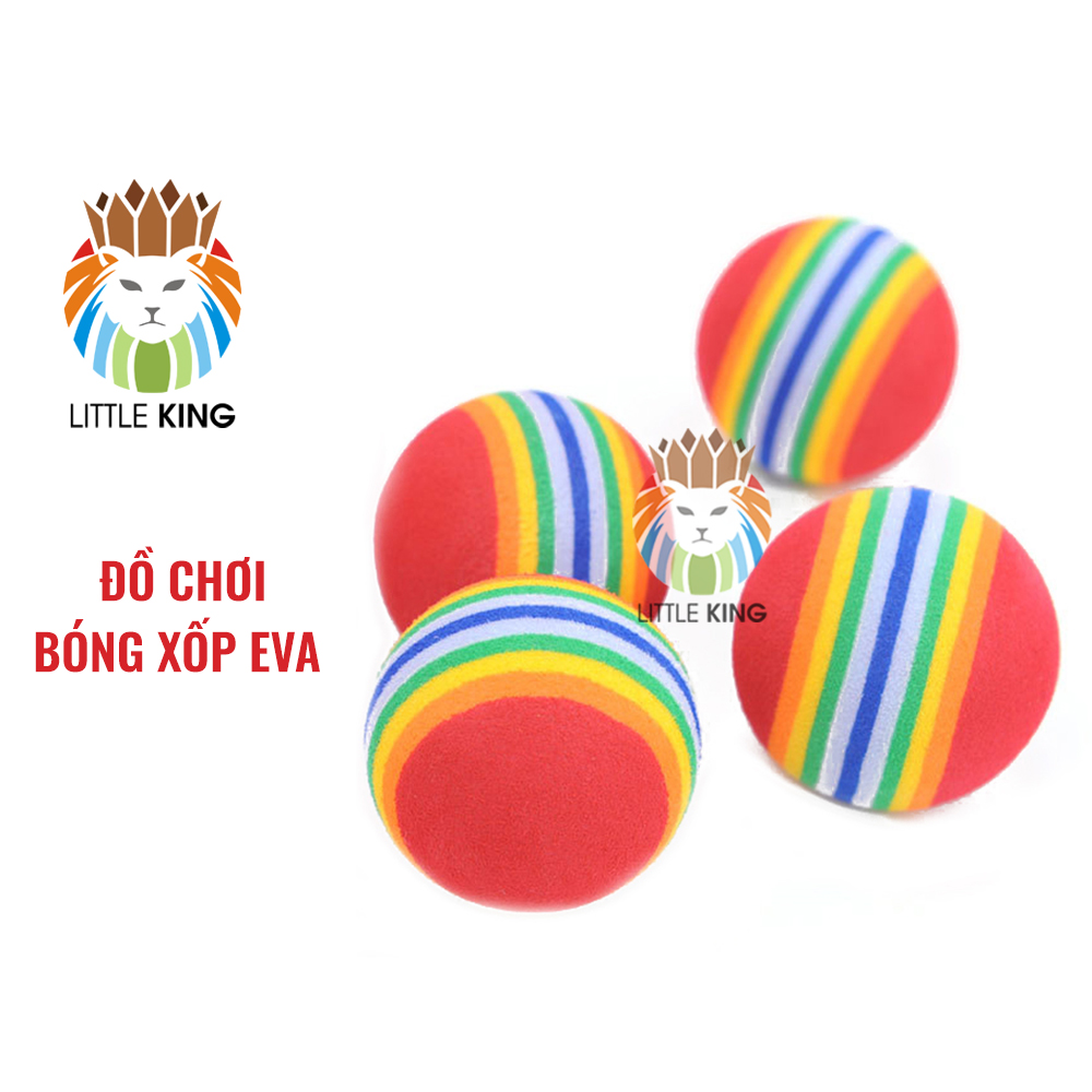 Đồ chơi cho chó mèo Bóng mút xốp EVA kẻ 7 màu Little King pet shop