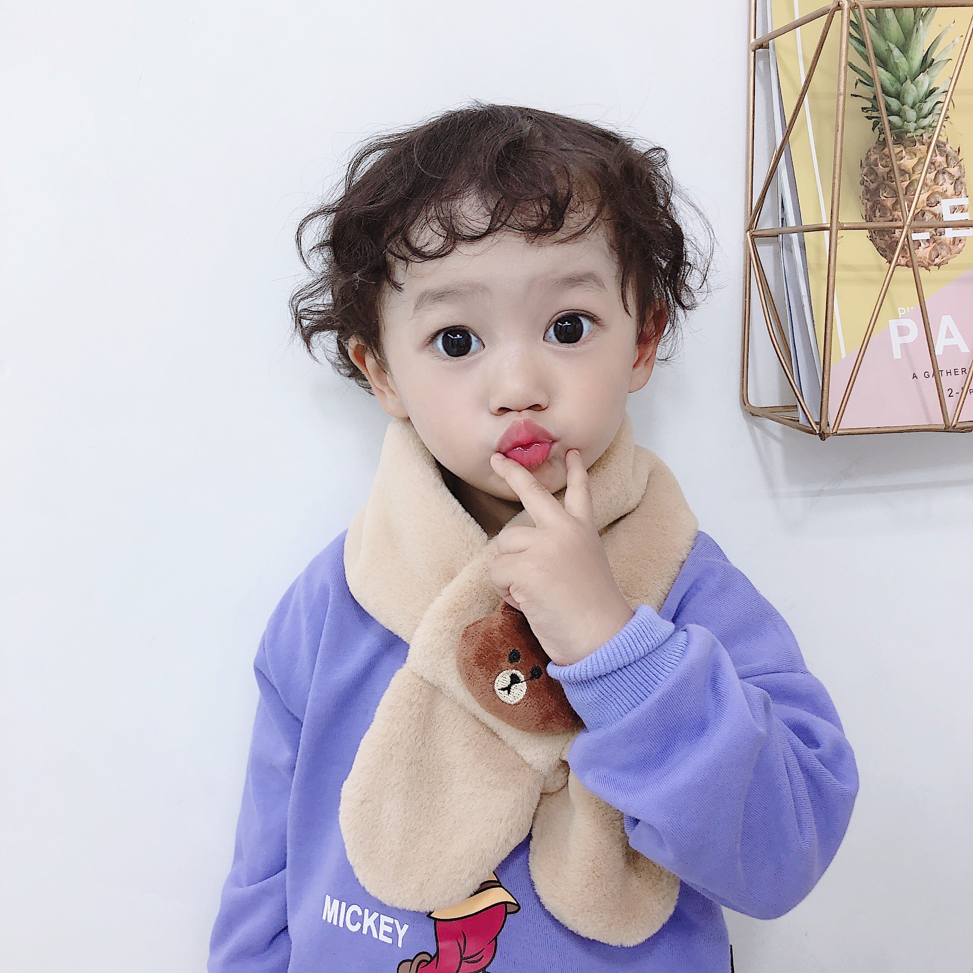 Khăn quàng cổ cài họa tiết bé trai bé gái MIHOBABY khăn lông choàng cổ đáng yêu cho bé