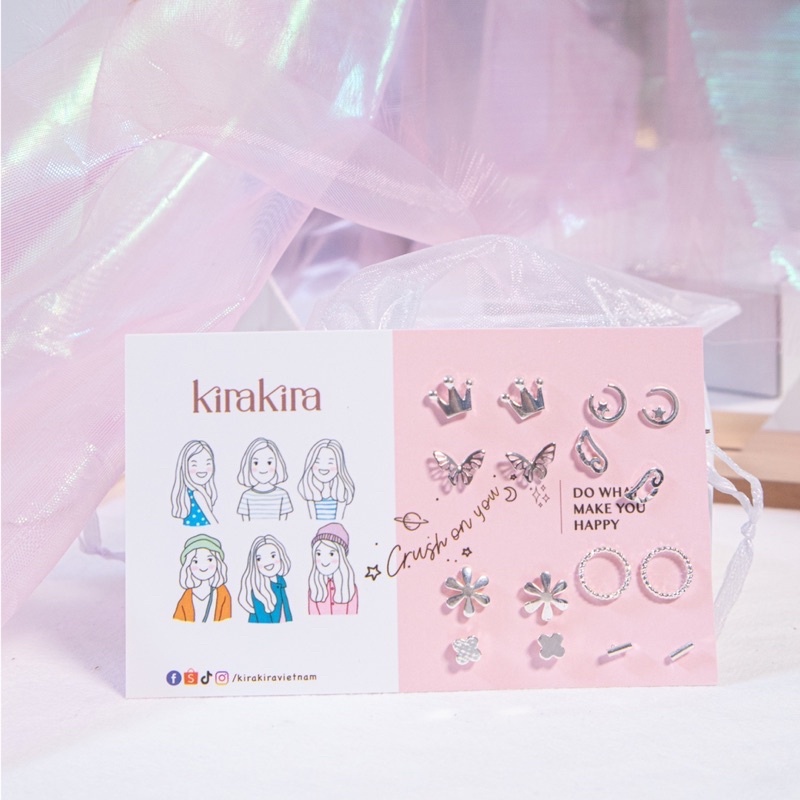 Set từ 5 đôi bông tai mini đơn giản đáng yêu