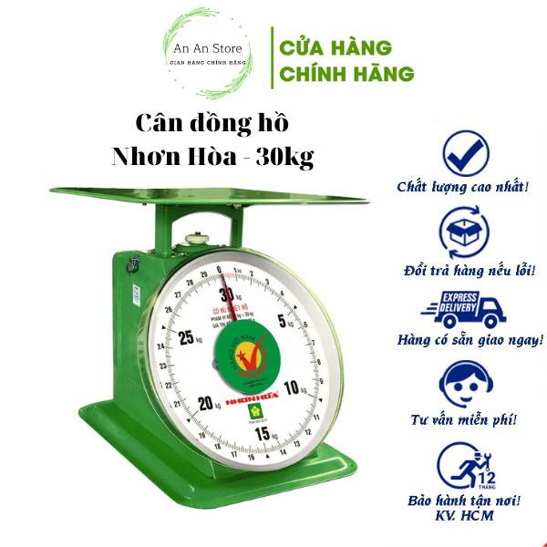 Cân nhơn hòa 30kg- cân đồng hồ lò xo hàng công ty chính hãng mới nguyên hộp