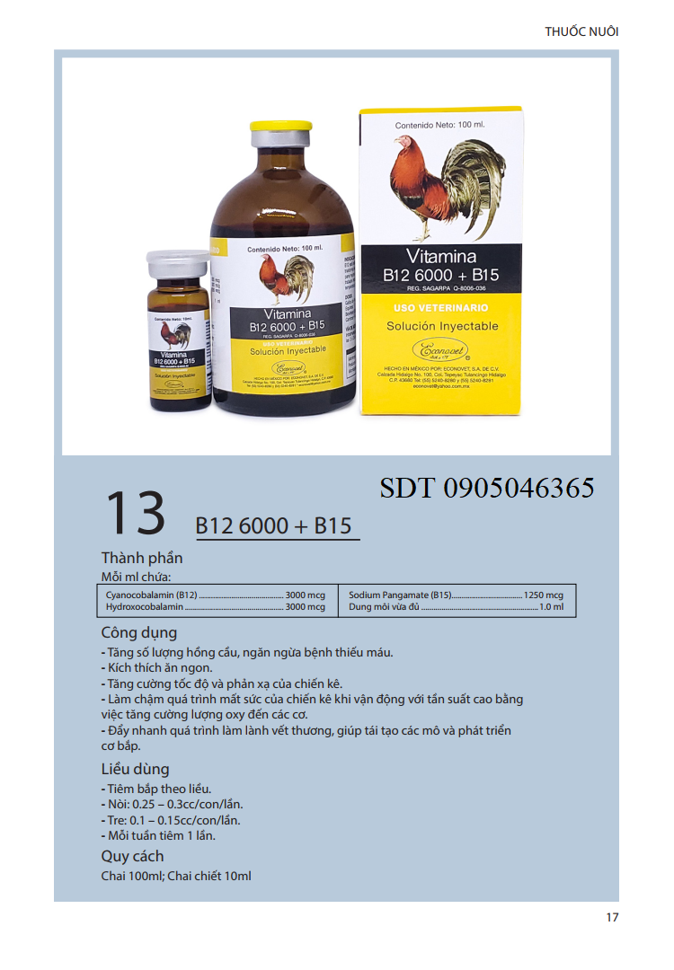 Th. uốc Nuôi Gà Đá Tăng Nước Máu - Độ Lỳ Lợm b12 6000